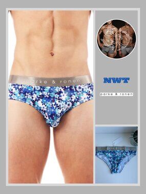 Parke & Ronen - Print Low Rise Brief - Blue Camelia (M)